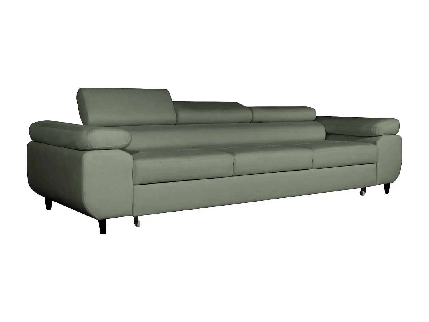 CHARLIE - Canapé droit convertible tissu chiné 3 places - Vert