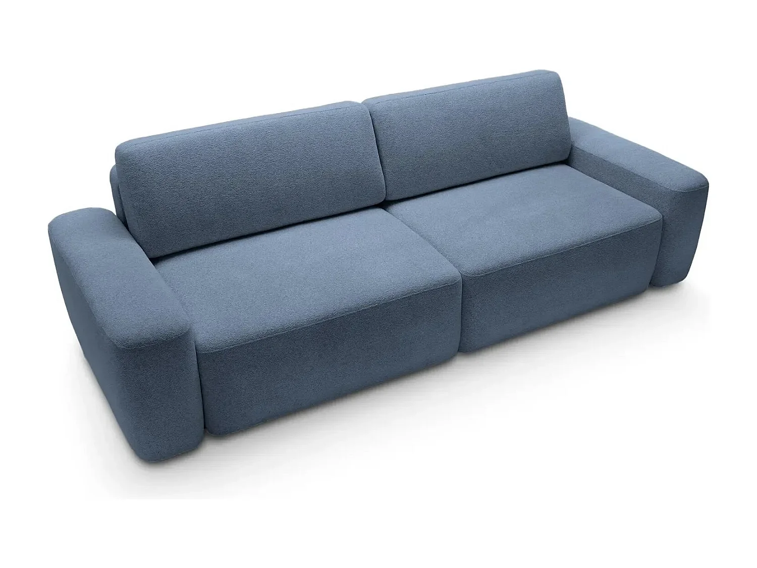 IVY - Canapé droit convertible coffre tissu chiné 3 places - Bleu