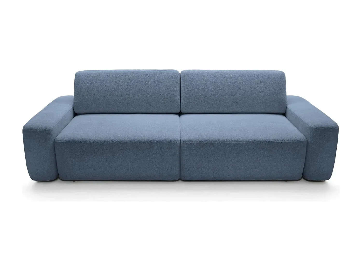 IVY - Canapé droit convertible coffre tissu chiné 3 places - Bleu