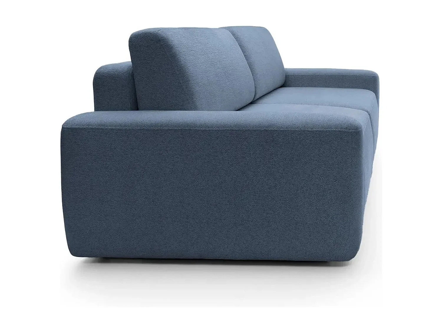 IVY - Canapé droit convertible coffre tissu chiné 3 places - Bleu