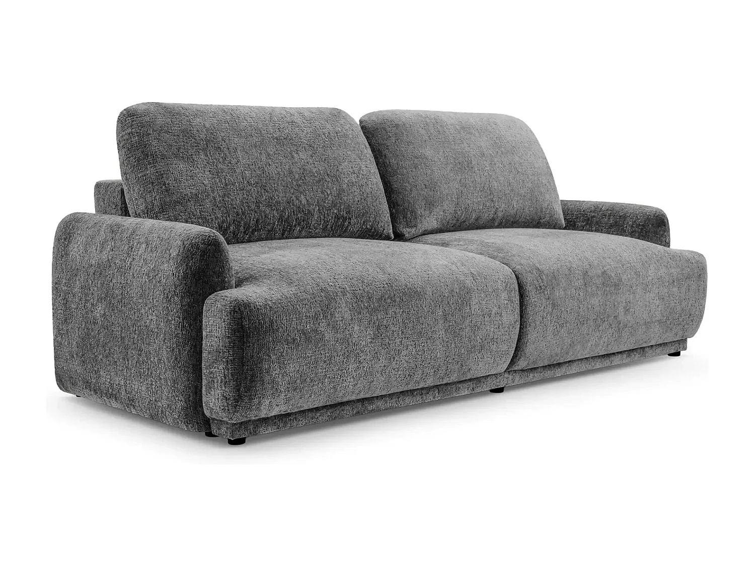 CLAUDIA - Canapé droit convertible tissu chenille 3 places - Gris foncé