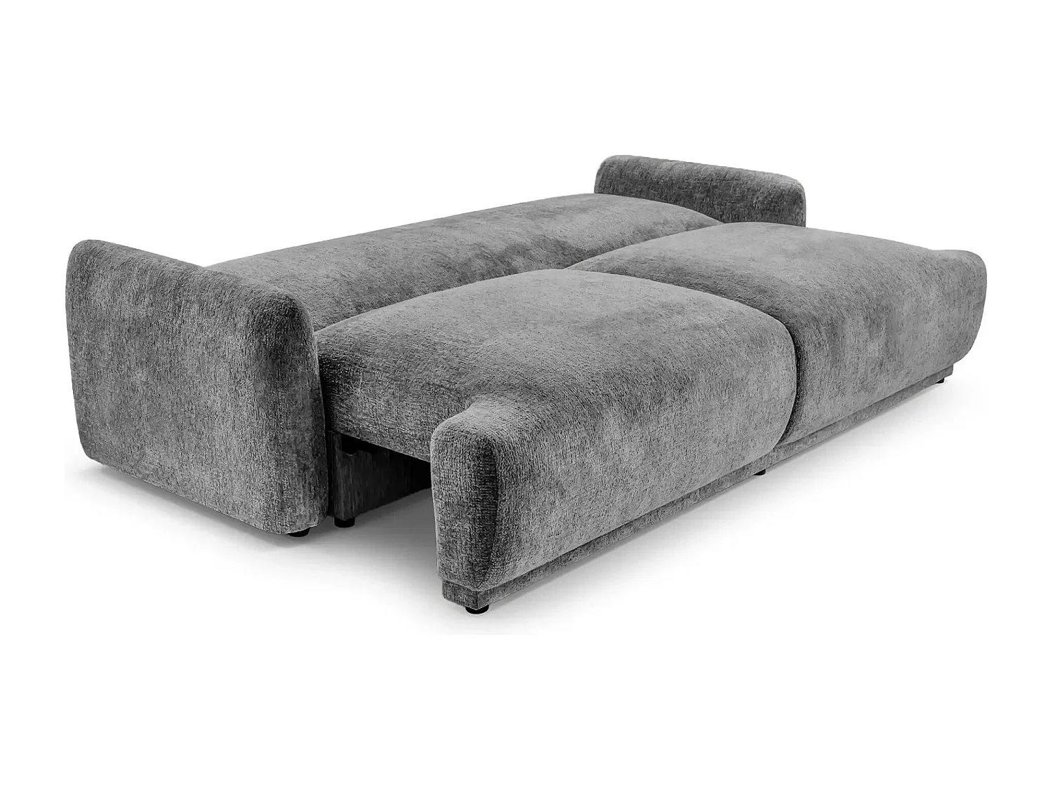 CLAUDIA - Canapé droit convertible tissu chenille 3 places - Gris foncé