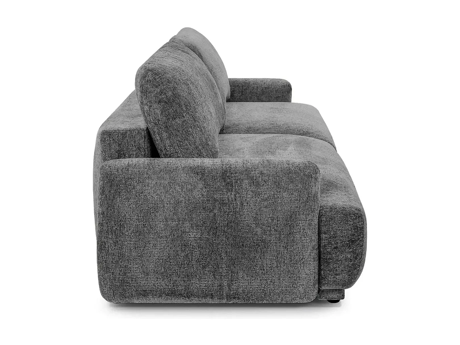 CLAUDIA - Canapé droit convertible tissu chenille 3 places - Gris foncé