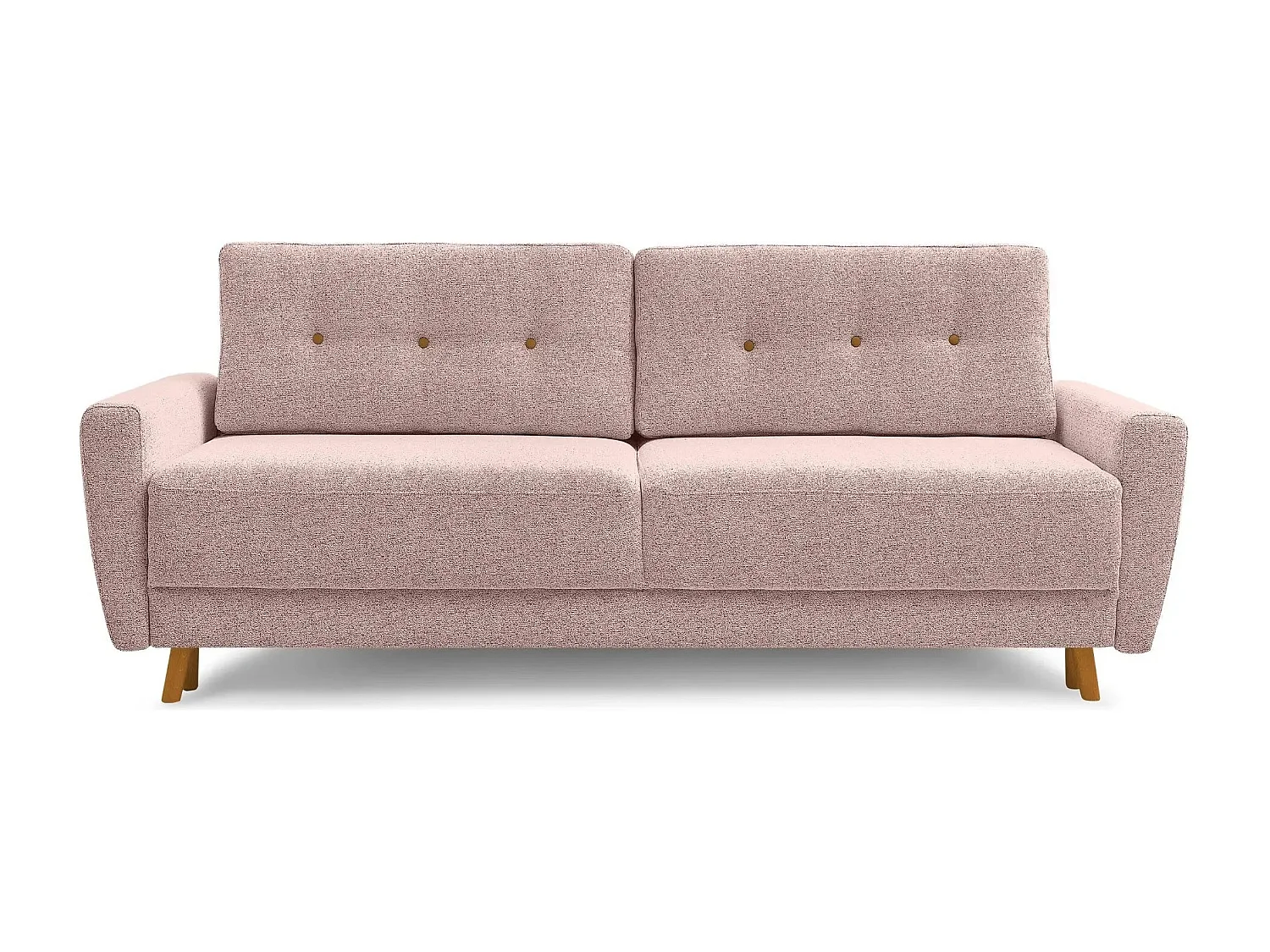 GASPARD - Canapé droit convertible tissu bouclette 3 places - Rose