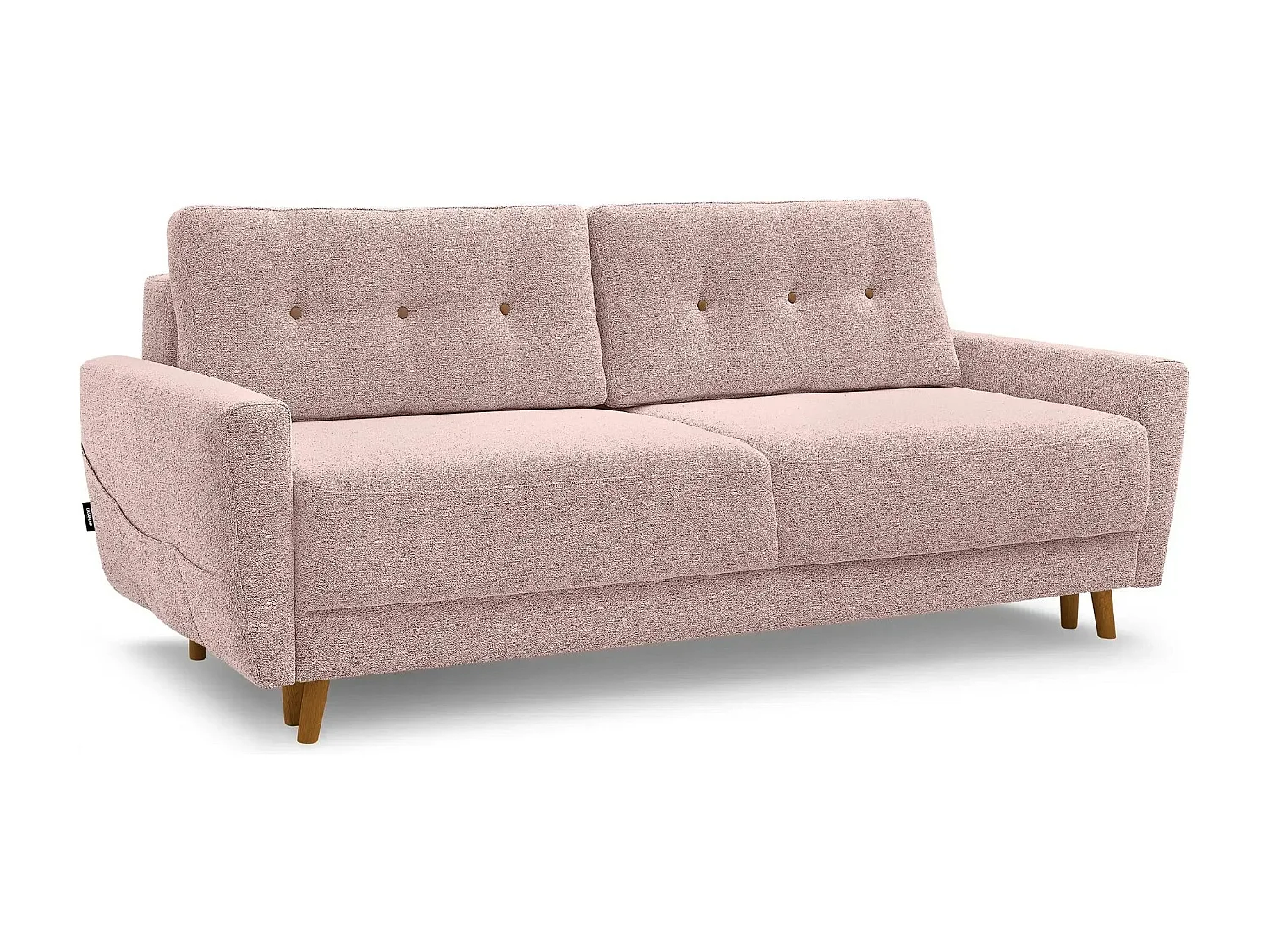 GASPARD - Canapé droit convertible tissu bouclette 3 places - Rose