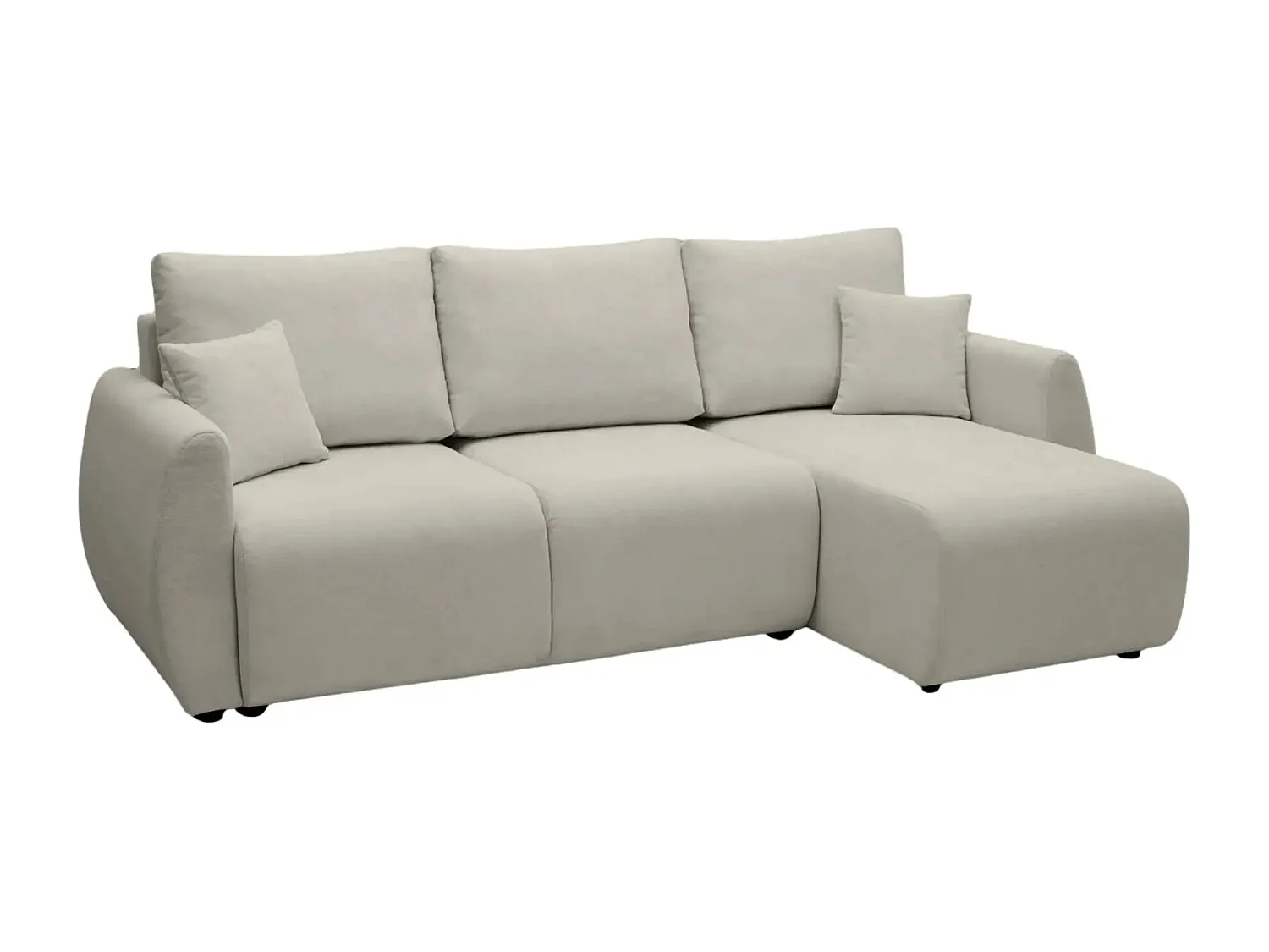 HERA - Canapé d'angle convertible tissu doux 3 places - Café clair