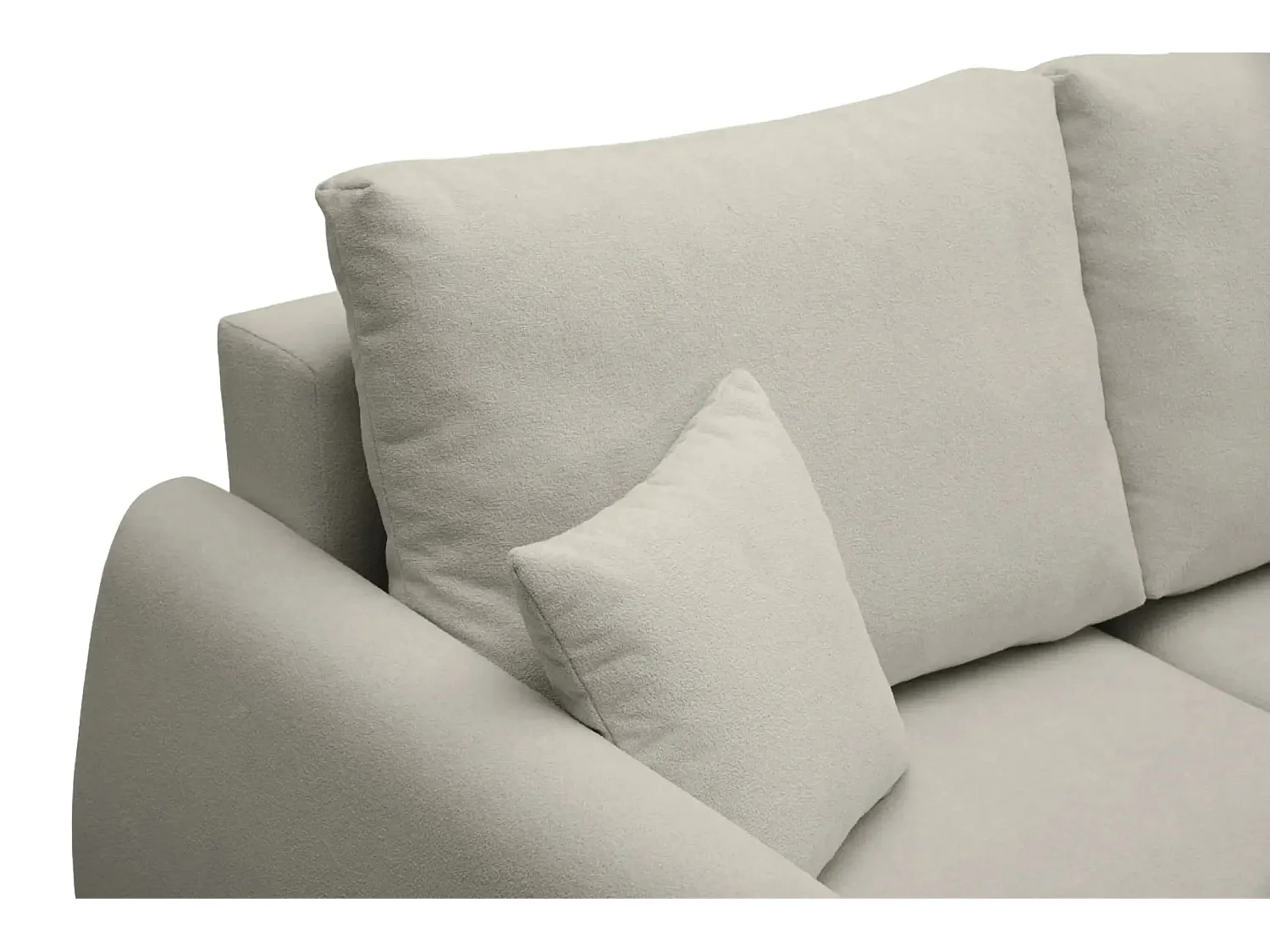 HERA - Canapé d'angle convertible tissu doux 3 places - Café clair