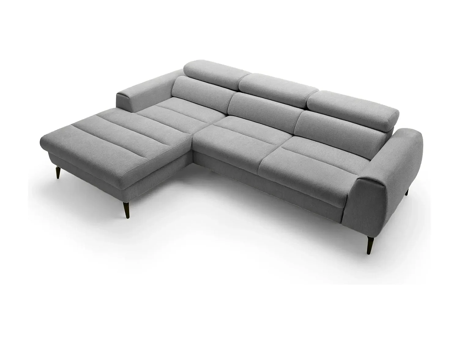 CLOVIS - Canapé d'angle convertible tissu chiné 4 places - Gris - Droit