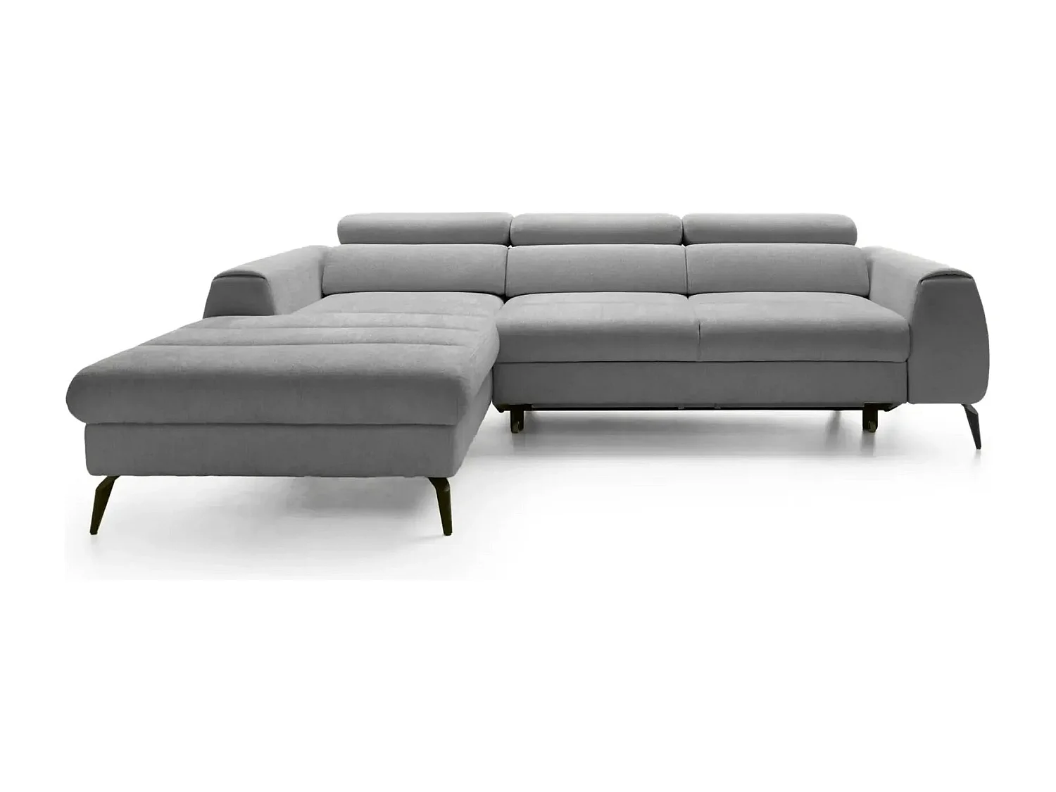 CLOVIS - Canapé d'angle convertible tissu chiné 4 places - Gris - Droit