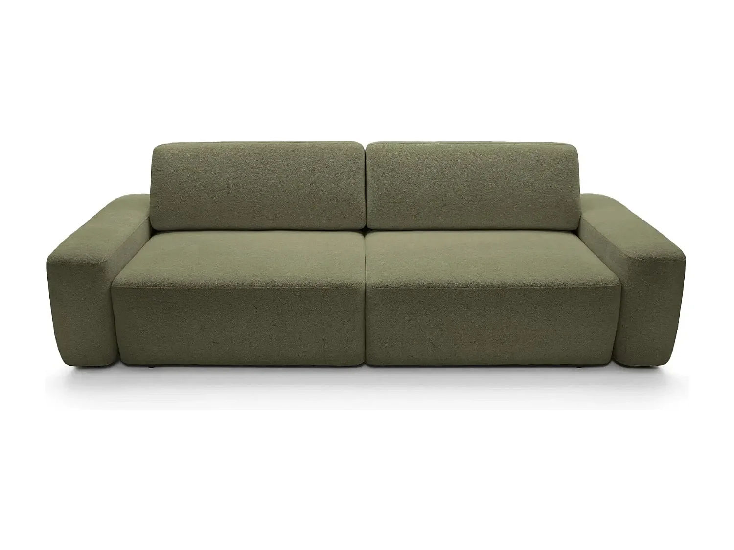 IVY - Canapé droit convertible coffre tissu chiné 3 places - Vert olive
