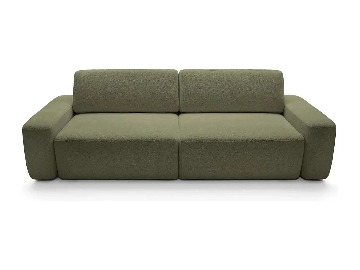 IVY - Canapé droit convertible coffre tissu chiné 3 places - Vert olive