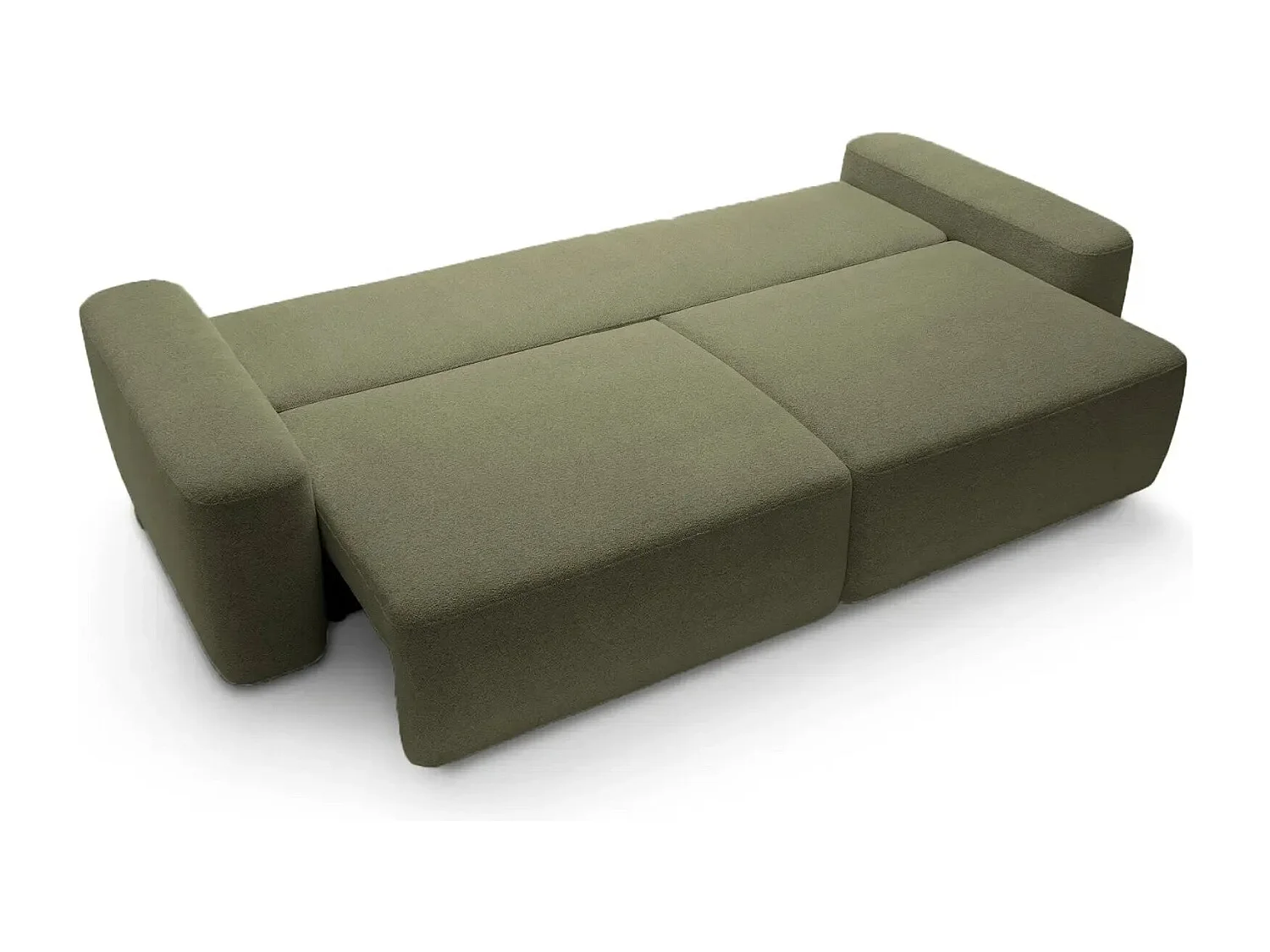IVY - Canapé droit convertible coffre tissu chiné 3 places - Vert olive