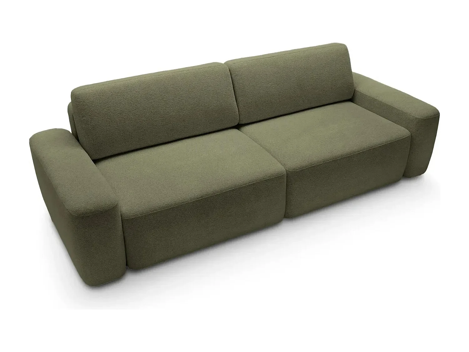 IVY - Canapé droit convertible coffre tissu chiné 3 places - Vert olive
