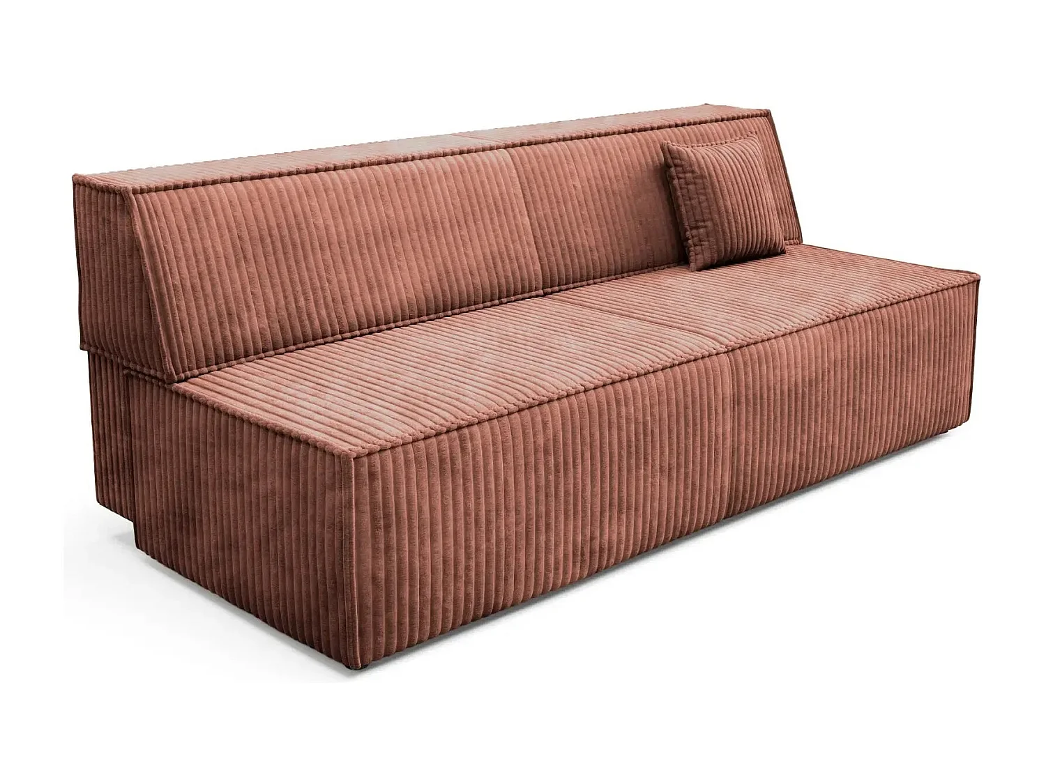 BURANO - Canapé droit convertible velours côtelé 2 places - Terracotta
