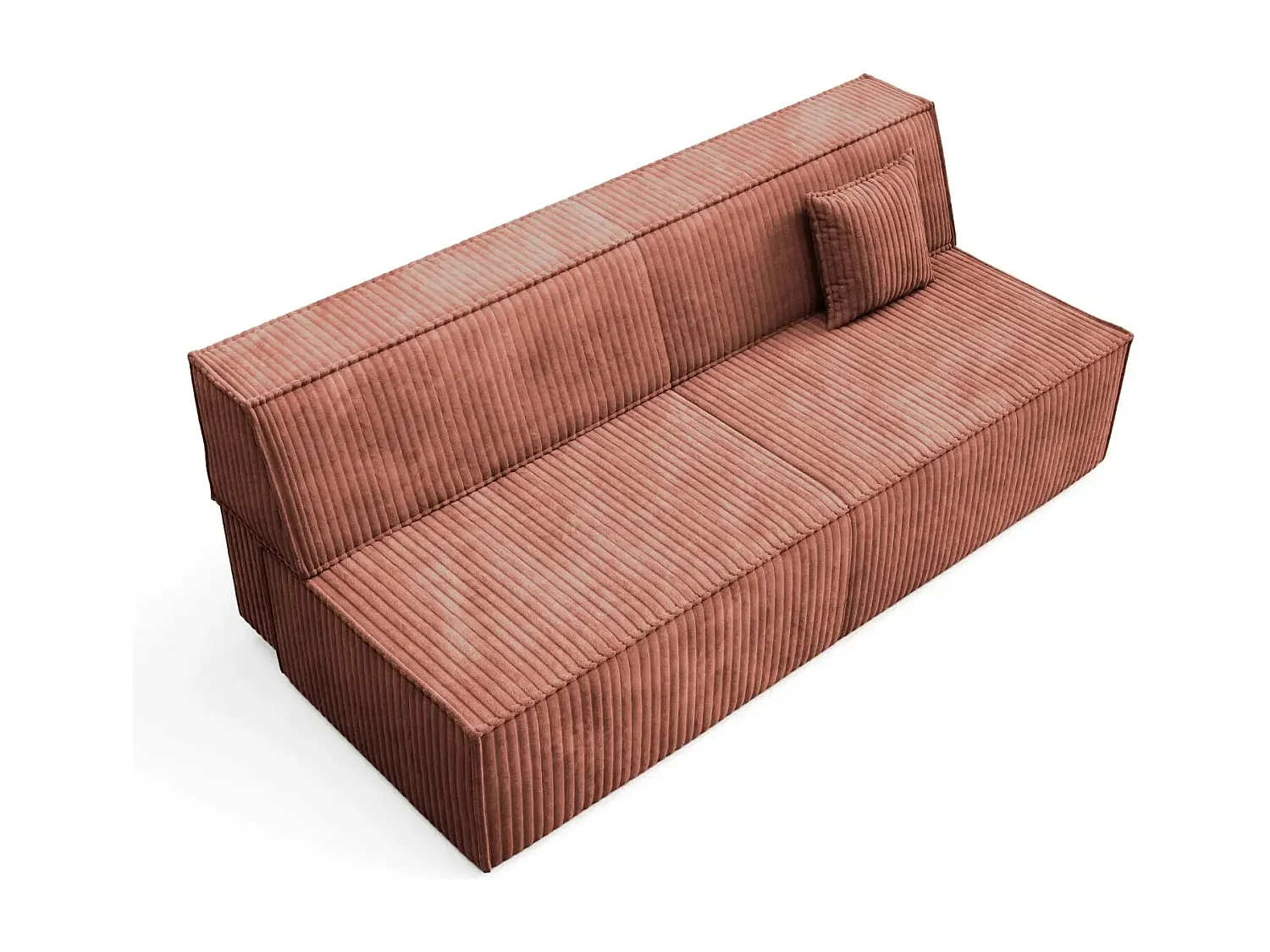 BURANO - Canapé droit convertible velours côtelé 2 places - Terracotta