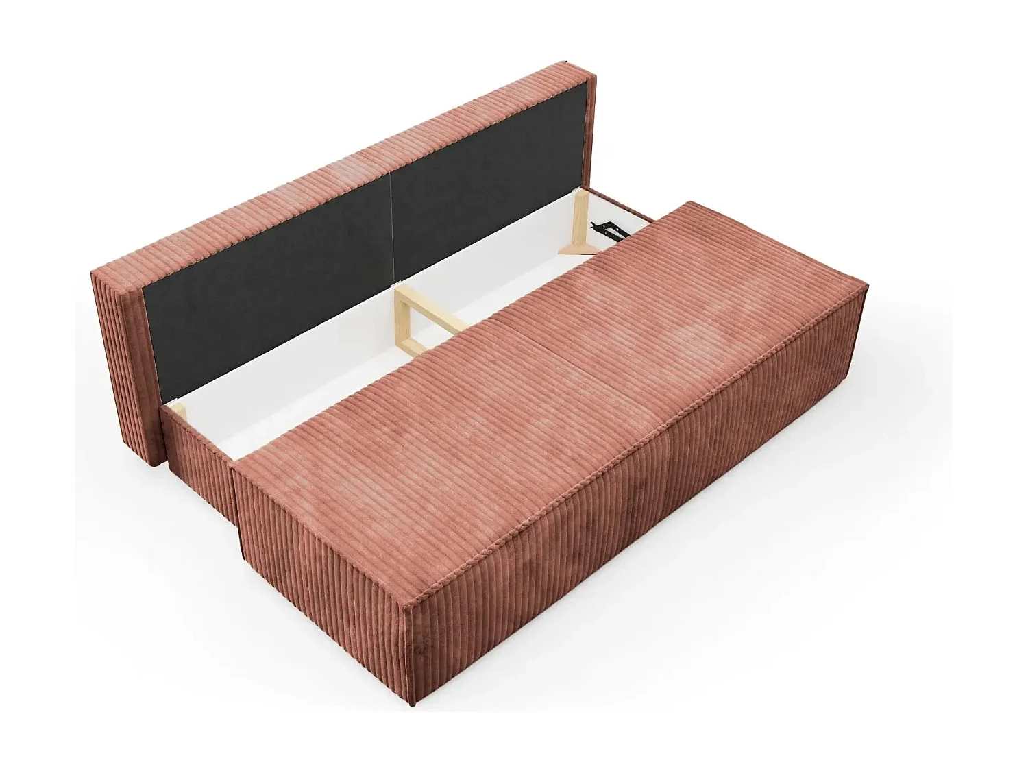 BURANO - Canapé droit convertible velours côtelé 2 places - Terracotta