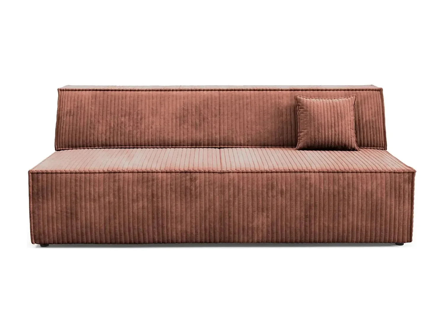 BURANO - Canapé droit convertible velours côtelé 2 places - Terracotta
