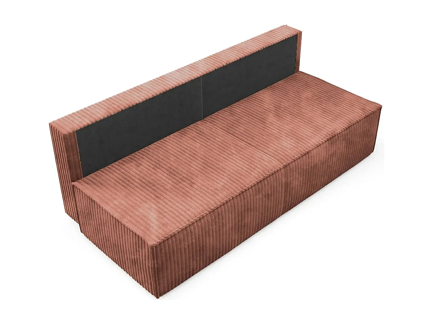 BURANO - Canapé droit convertible velours côtelé 2 places - Terracotta
