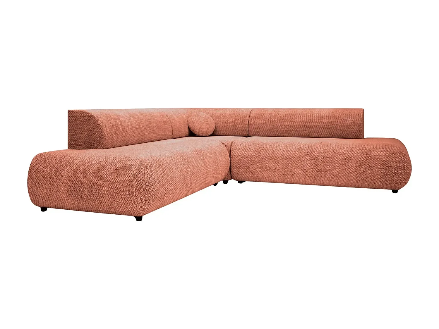 LEVI - Canapé panoramique convertible tissu lisse 5 places - Terracotta - Gauche