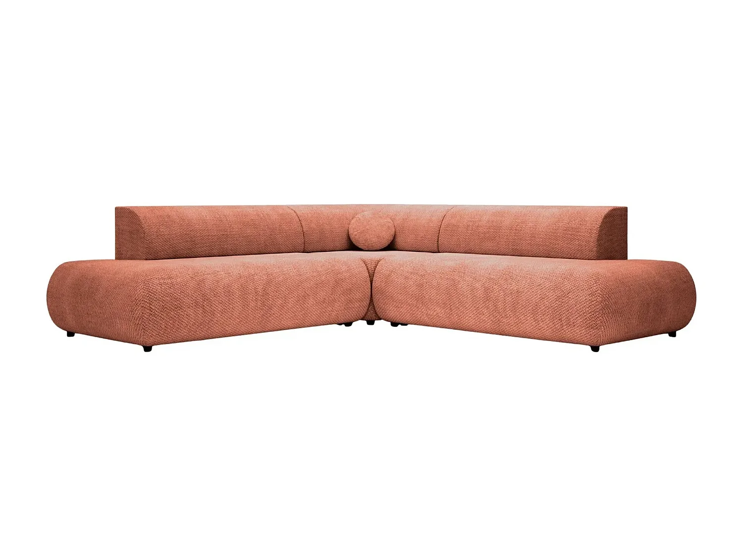 LEVI - Canapé panoramique convertible tissu lisse 5 places - Terracotta - Gauche