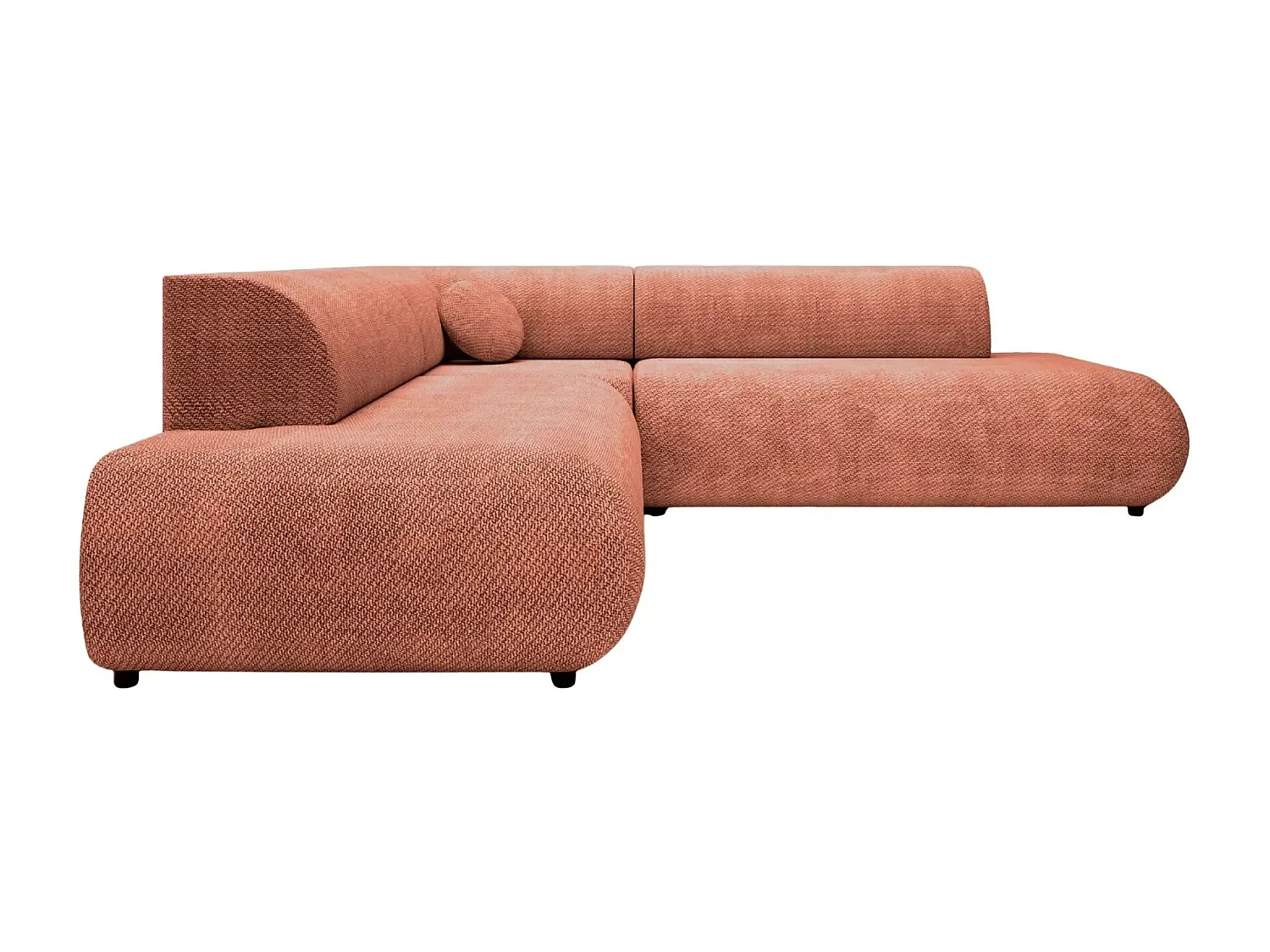 LEVI - Canapé panoramique convertible tissu lisse 5 places - Terracotta - Gauche