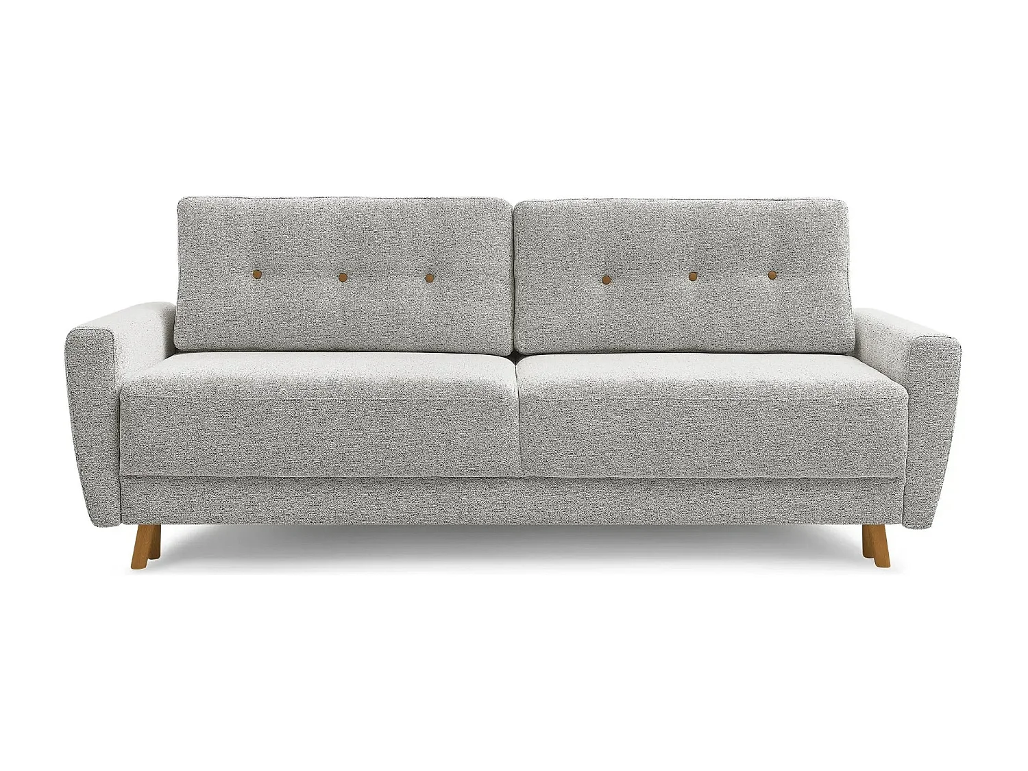 GASPARD - Canapé droit convertible tissu bouclette 3 places - Beige