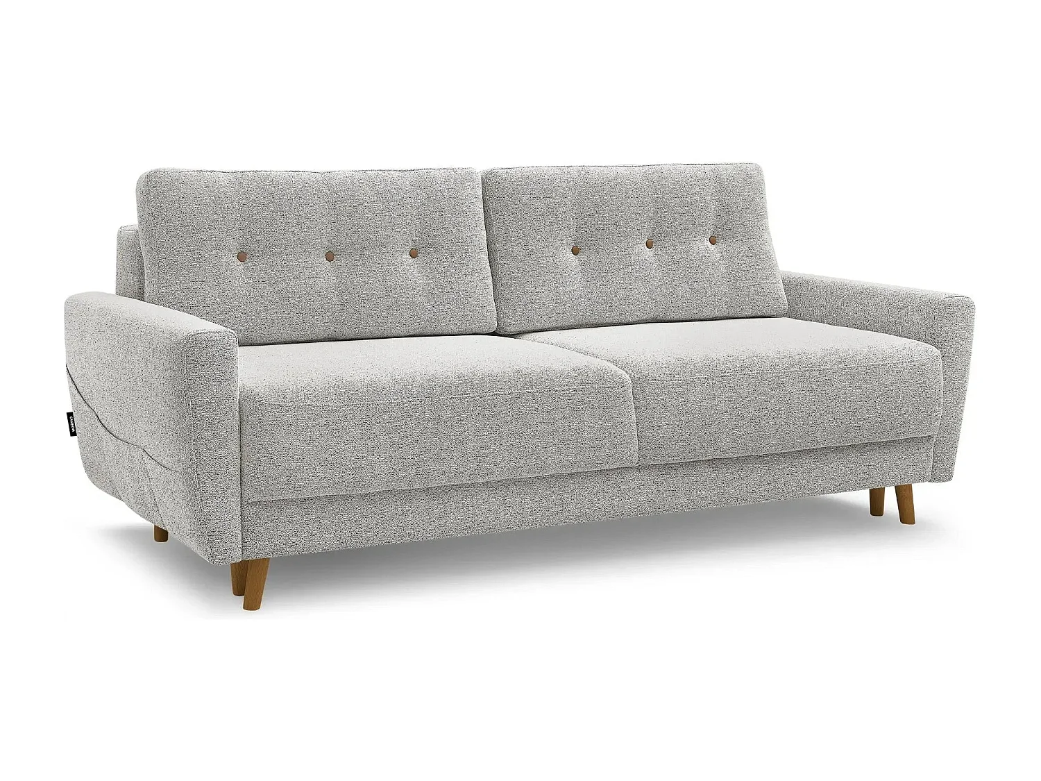 GASPARD - Canapé droit convertible tissu bouclette 3 places - Beige