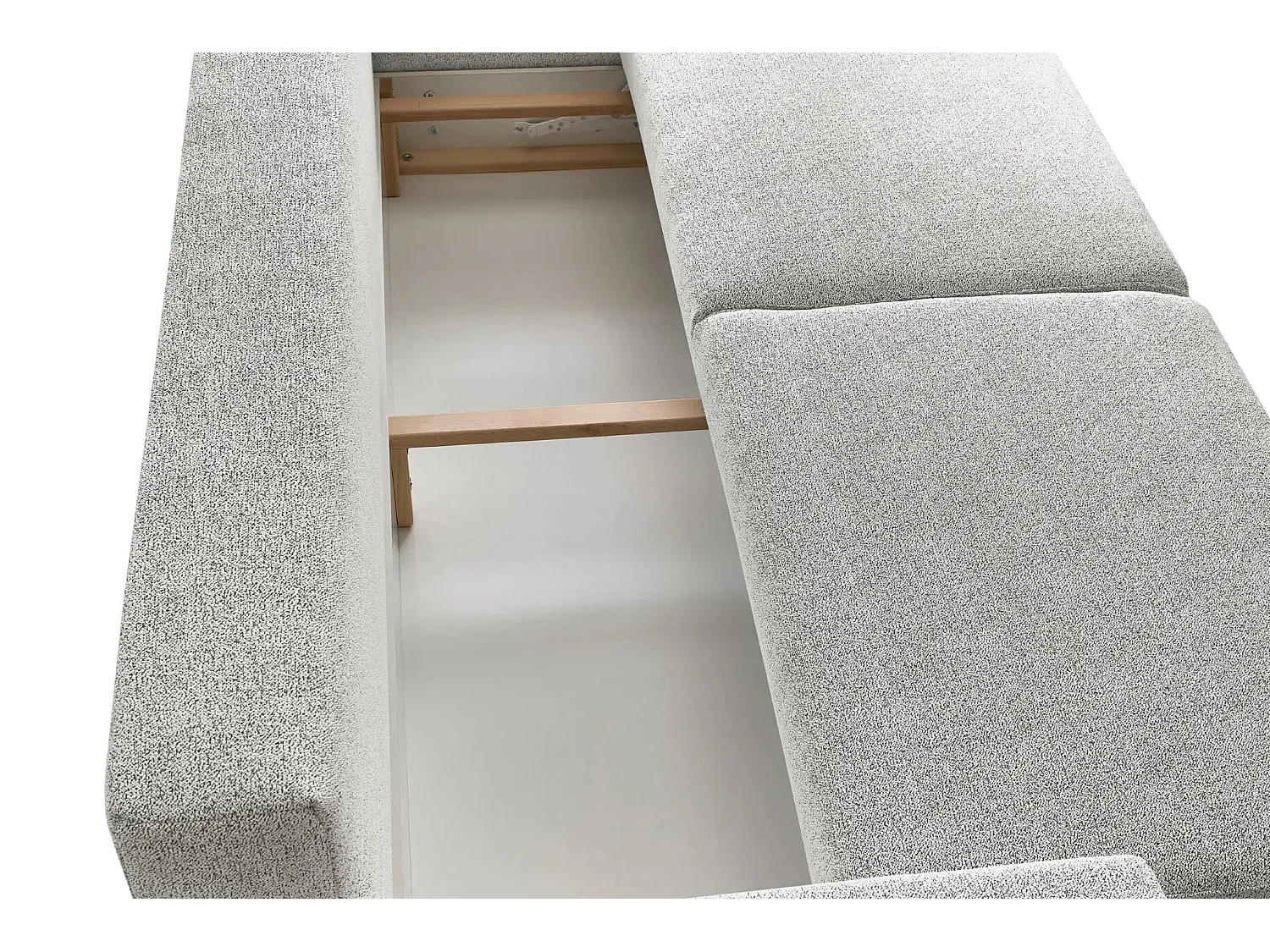 GASPARD - Canapé droit convertible tissu bouclette 3 places - Beige