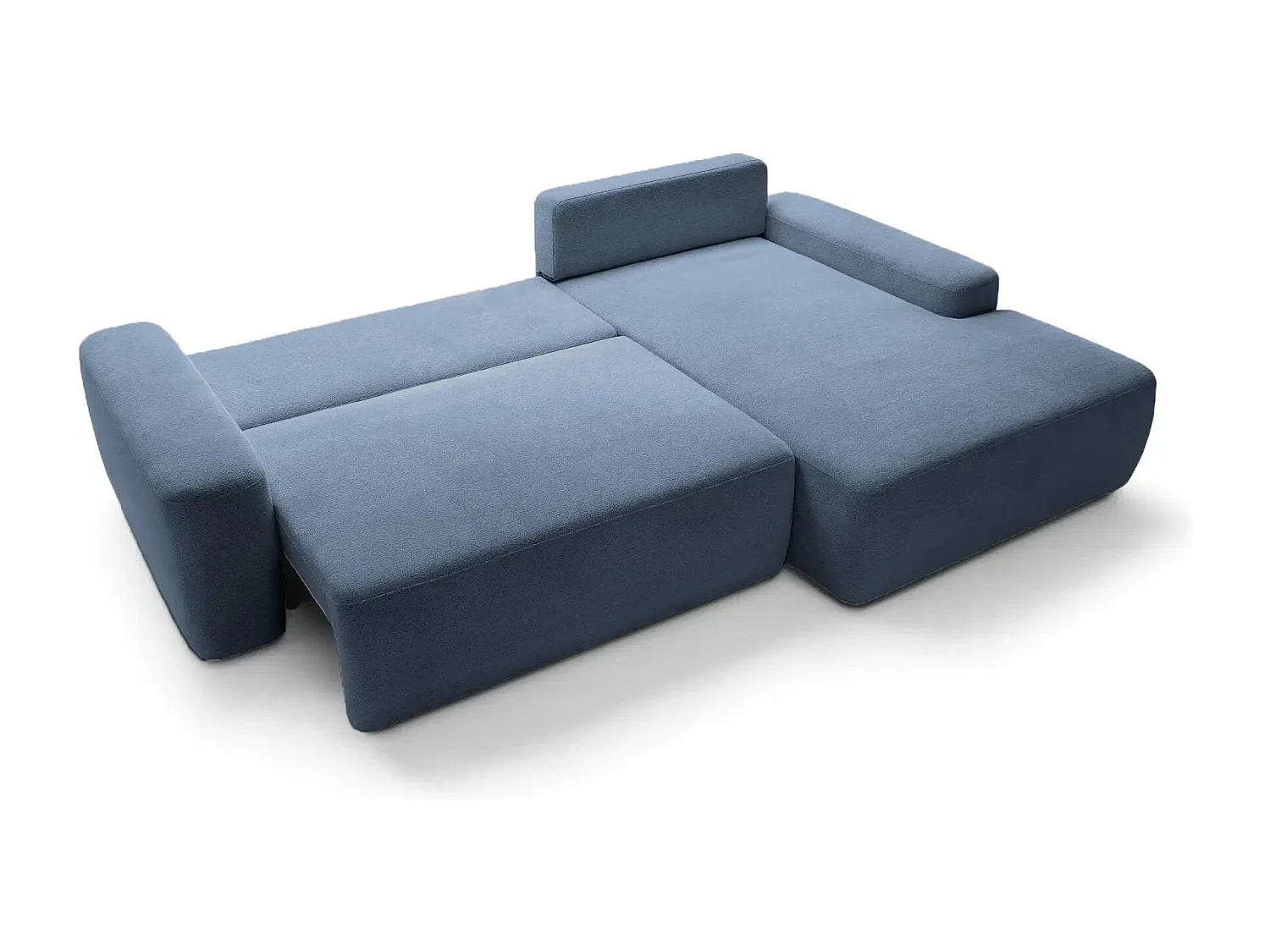 IVY - Canapé d'angle convertible tissu chiné 4 places - Bleu - Gauche