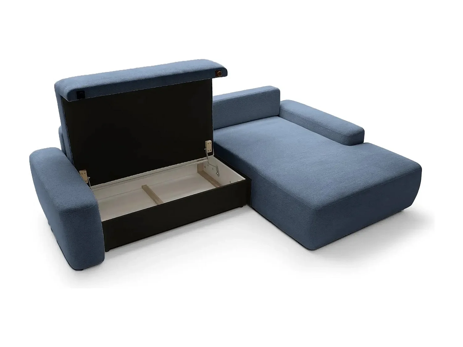 IVY - Canapé d'angle convertible tissu chiné 4 places - Bleu - Gauche