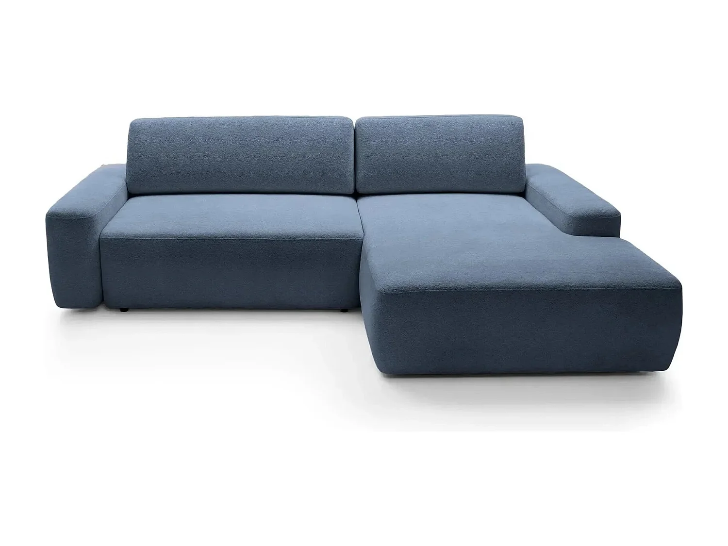 IVY - Canapé d'angle convertible tissu chiné 4 places - Bleu - Gauche