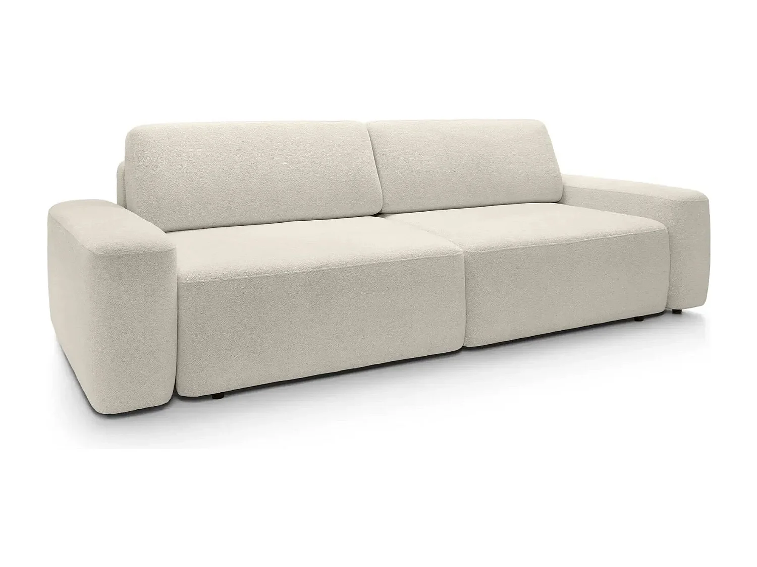 IVY - Canapé droit convertible coffre tissu chiné 3 places - Beige