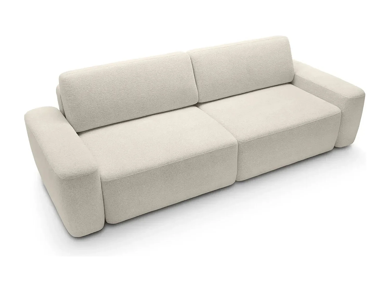 IVY - Canapé droit convertible coffre tissu chiné 3 places - Beige