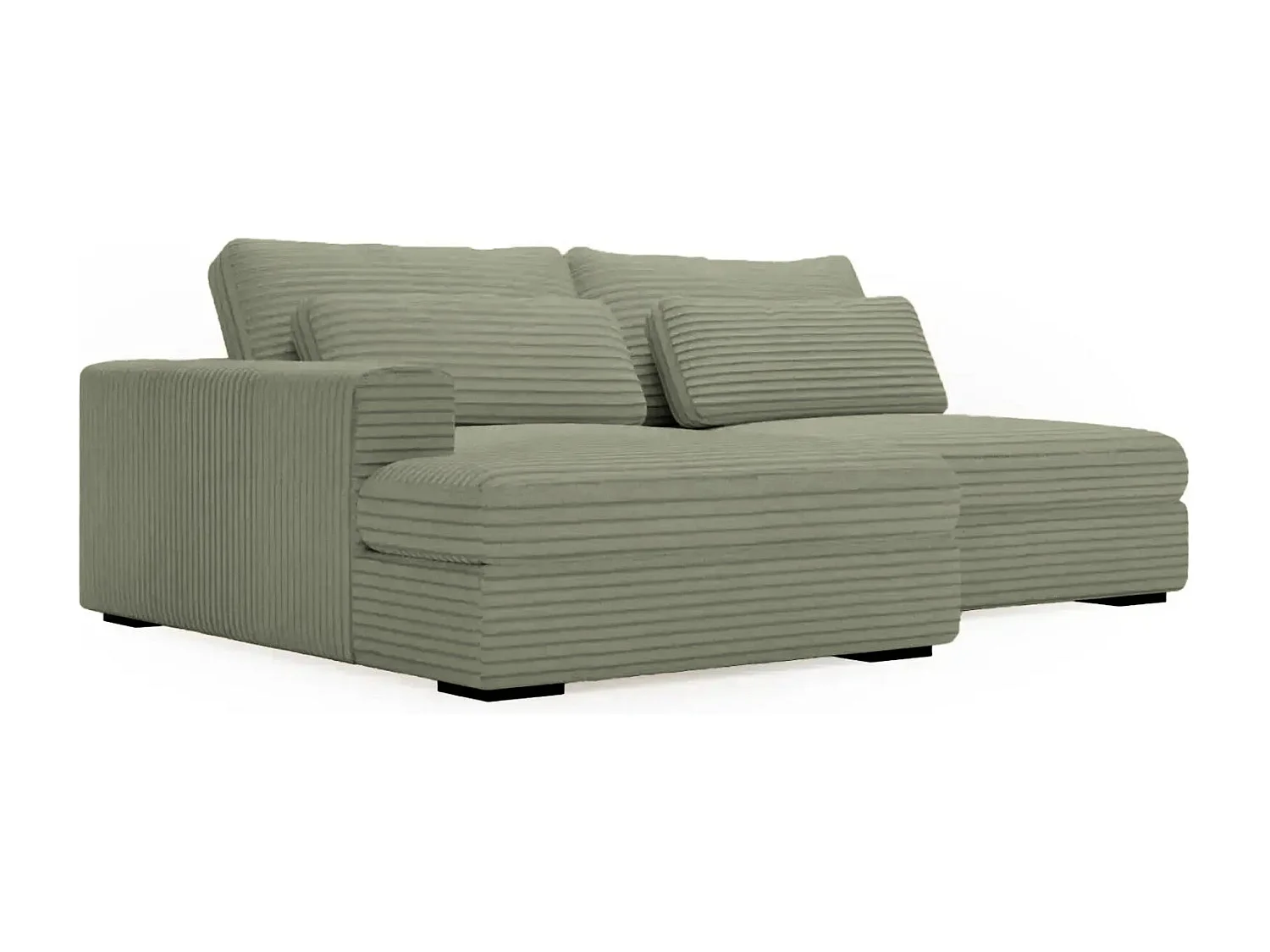 AGATHE - Canapé d'angle convertible gros velours côtelé 4 places - Vert - Gauche