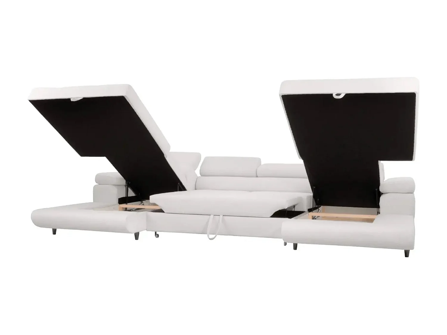 CHARLIE - Canapé panoramique convertible tissu chiné 5 places - Beige