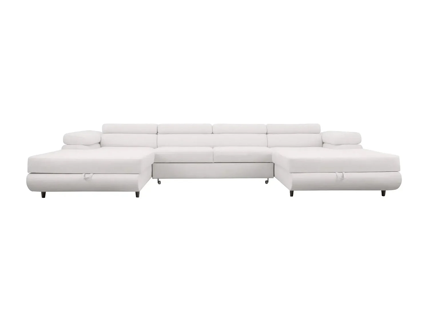 CHARLIE - Canapé panoramique convertible tissu chiné 5 places - Beige