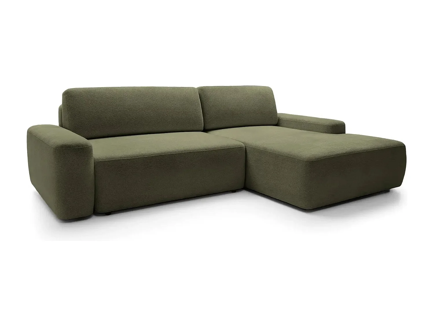IVY - Canapé d'angle convertible tissu chiné 4 places - Vert olive - Gauche