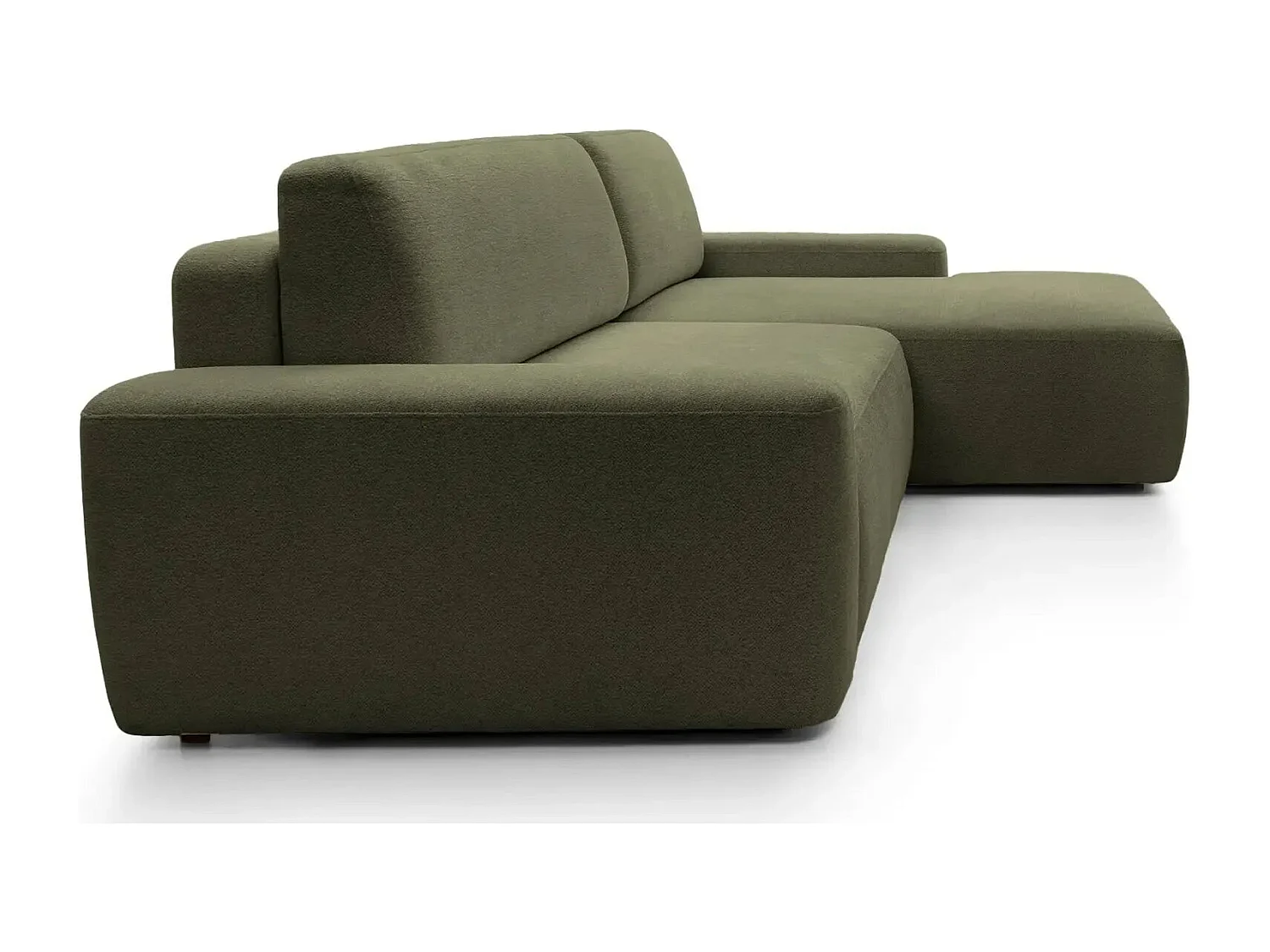 IVY - Canapé d'angle convertible tissu chiné 4 places - Vert olive - Gauche