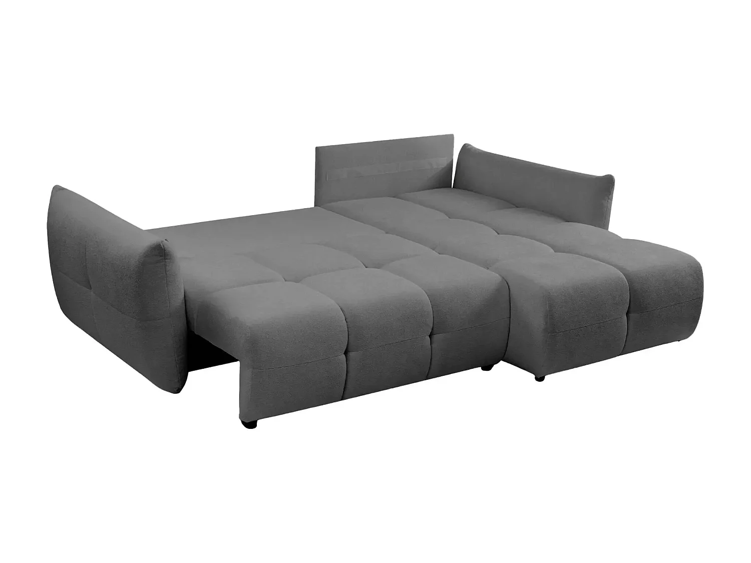 JUNE - Canapé d'angle convertible tissu bouclette 3 places - Gris foncé