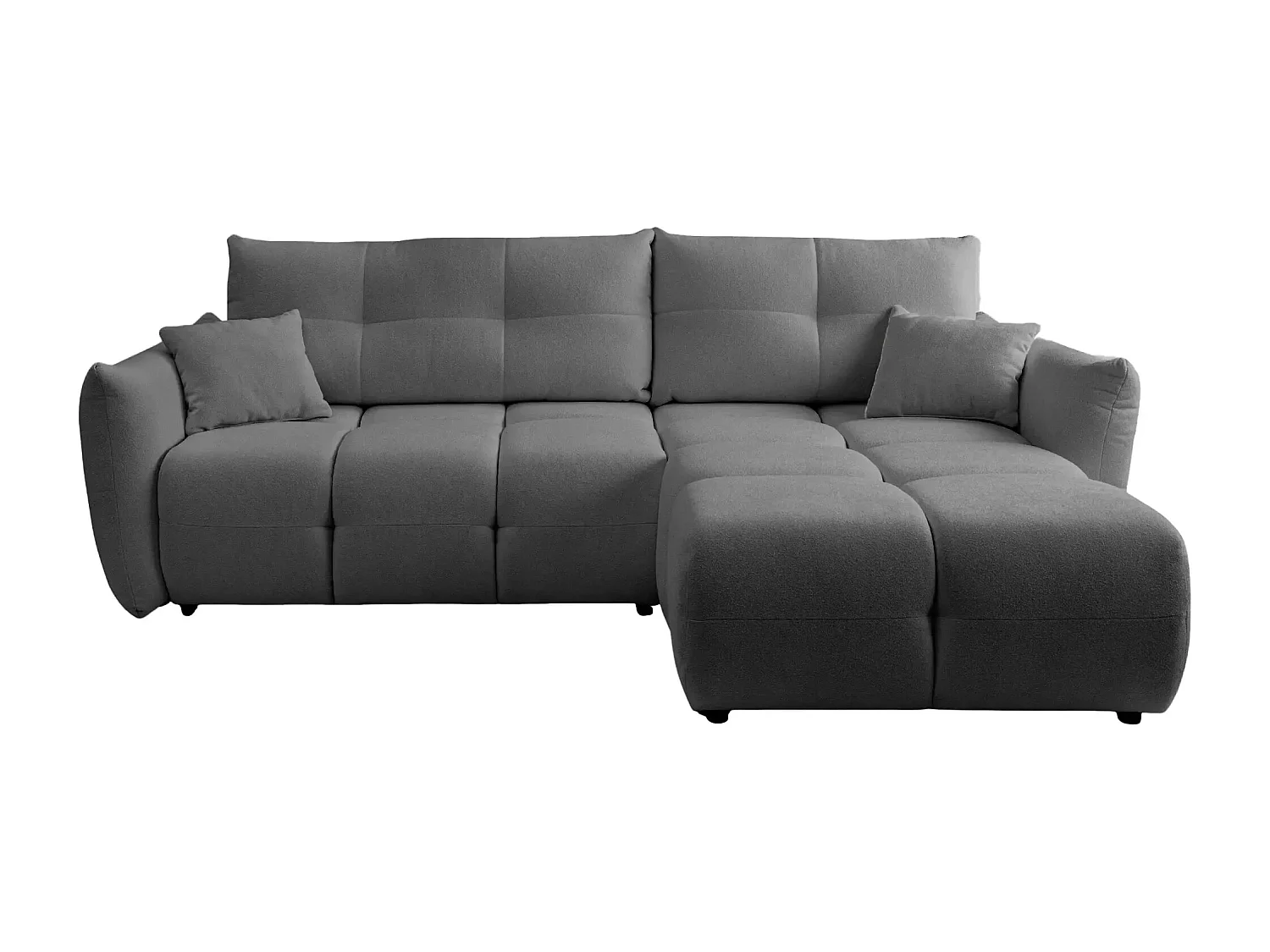 JUNE - Canapé d'angle convertible tissu bouclette 3 places - Gris foncé