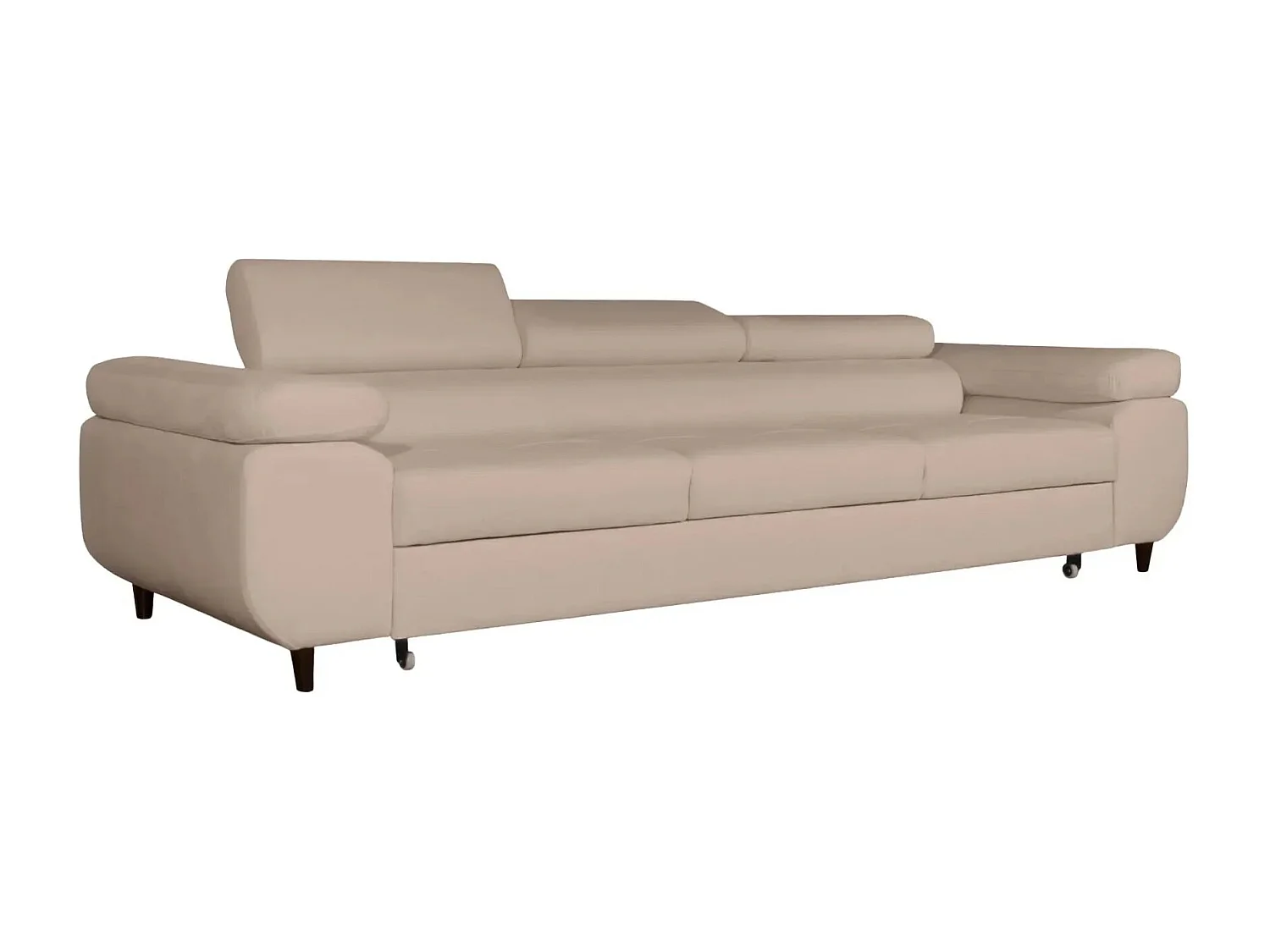 CHARLIE - Canapé droit convertible tissu chiné 3 places - Café