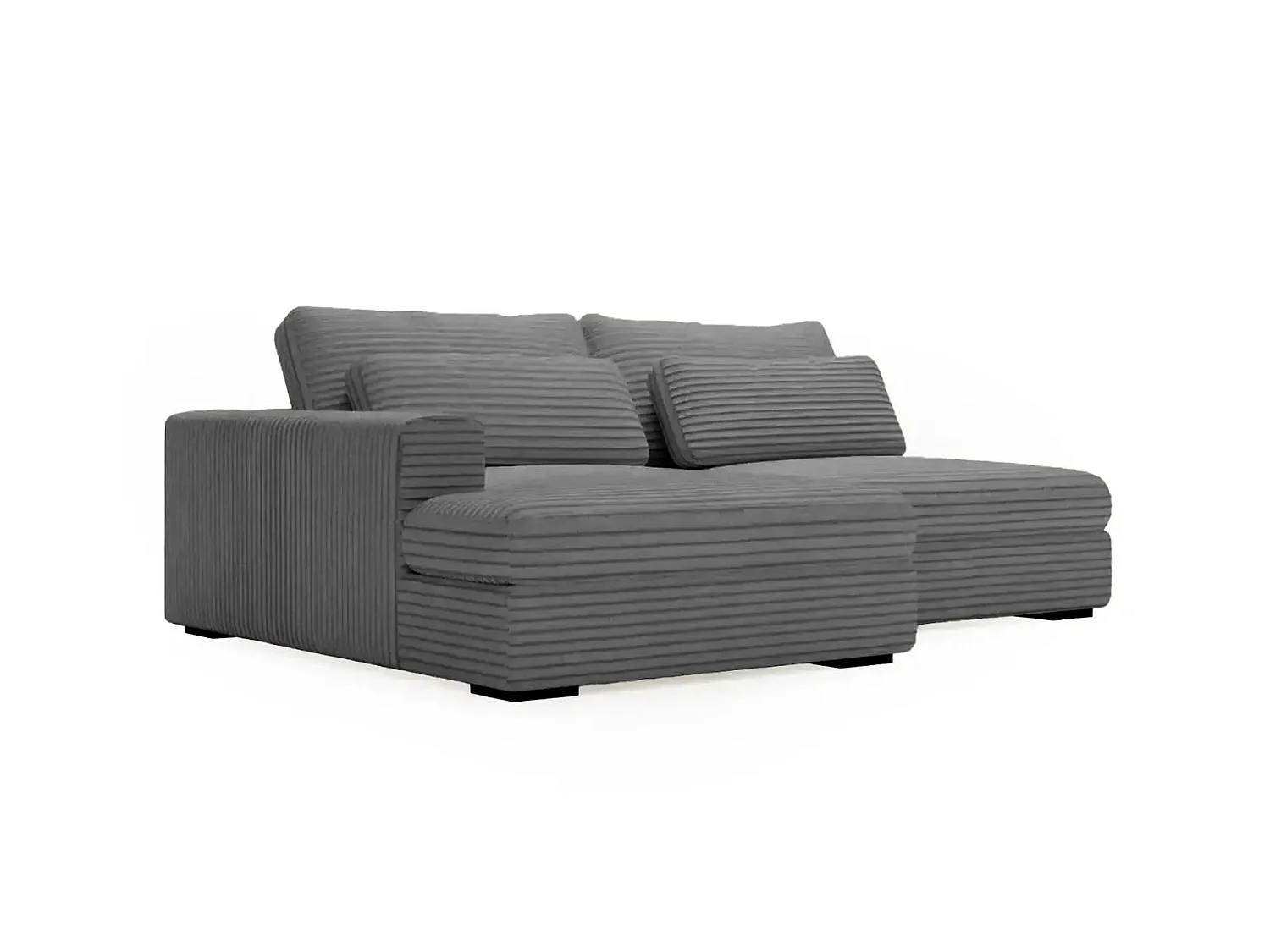 Canapé d'angle convertible 4 places en velours côtelé gris foncé