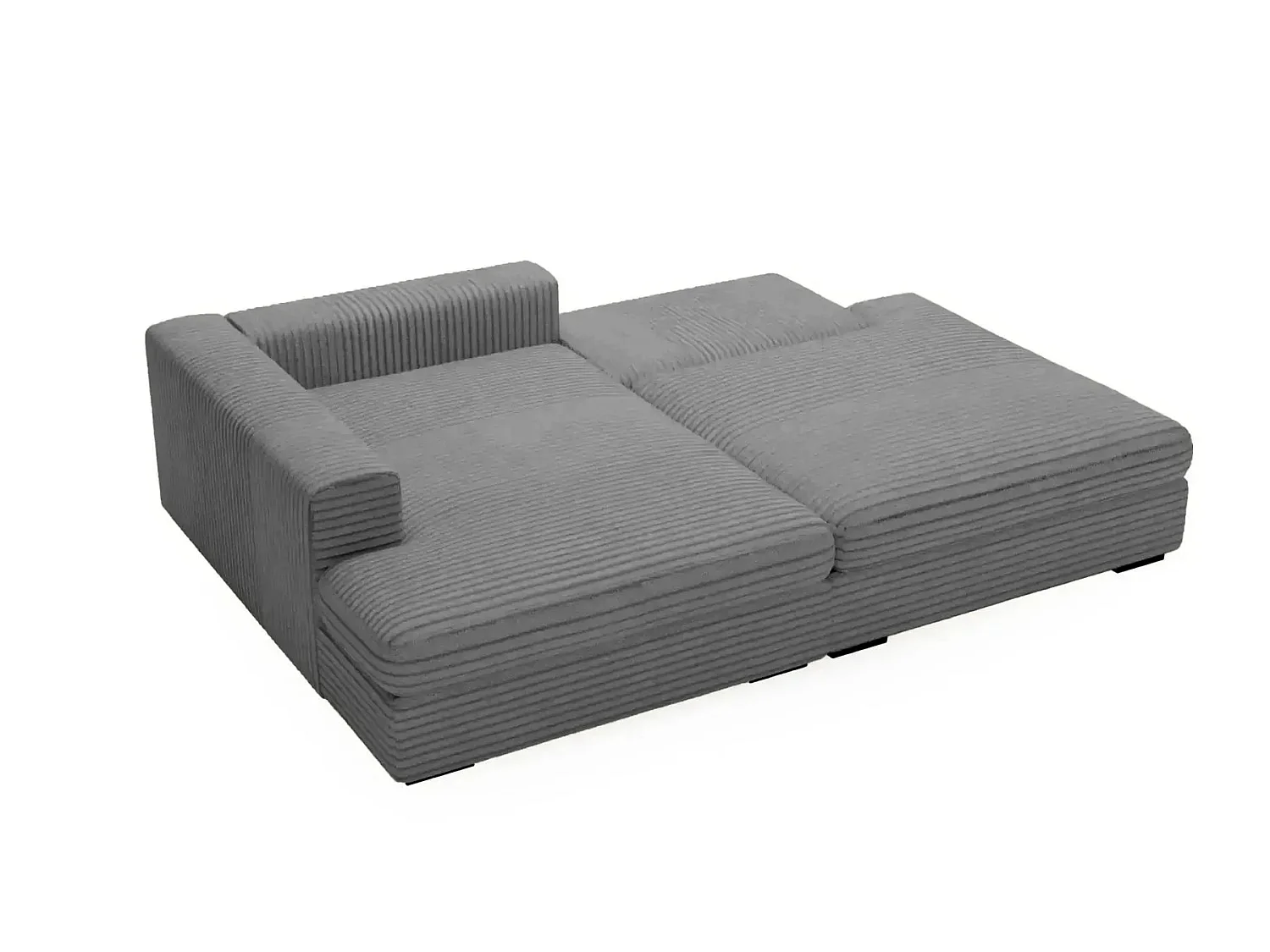 Canapé d'angle convertible 4 places en velours côtelé gris foncé