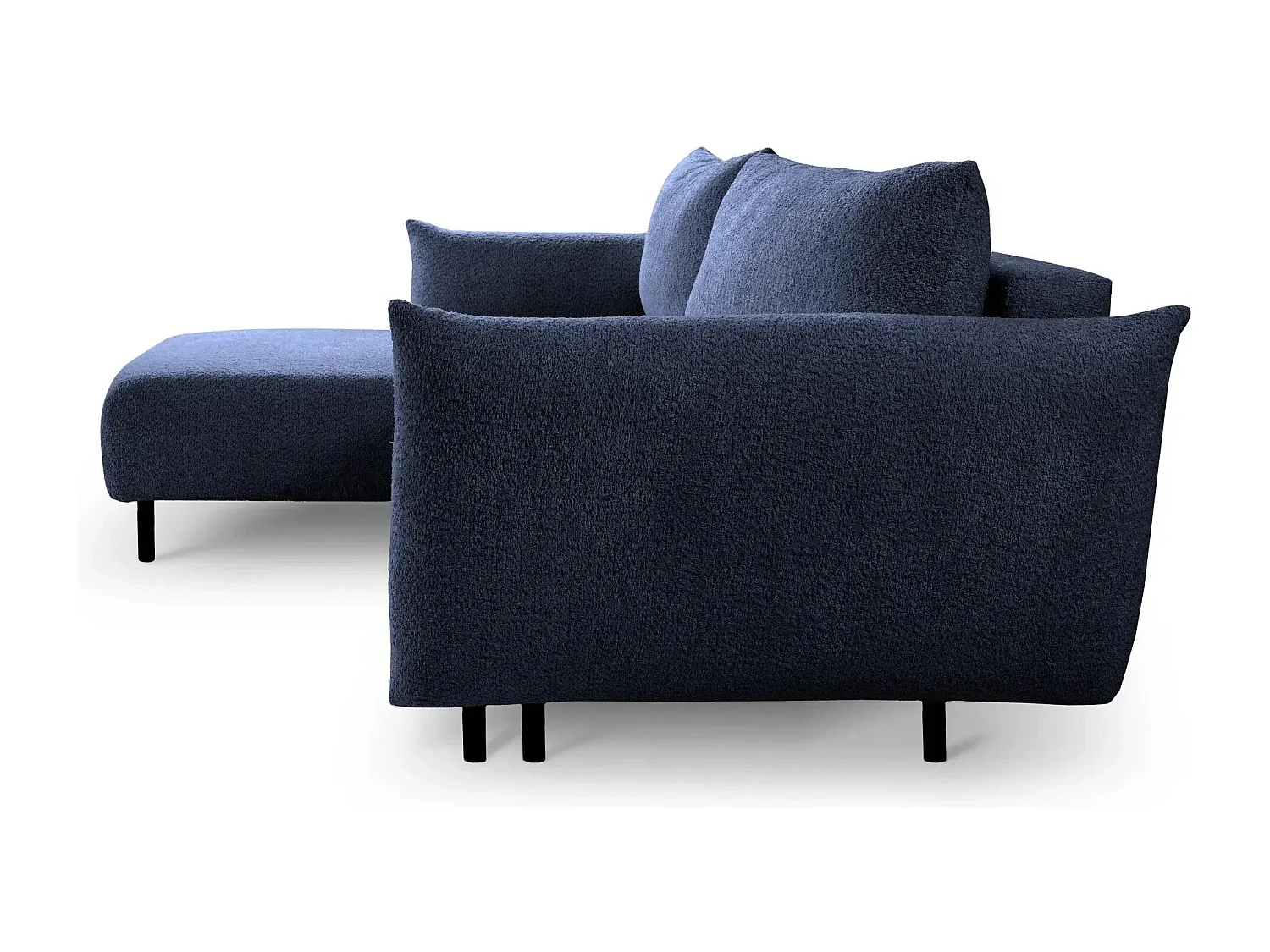 ALIX - Canapé d'angle convertible tissu bouclette 4 places - Bleu