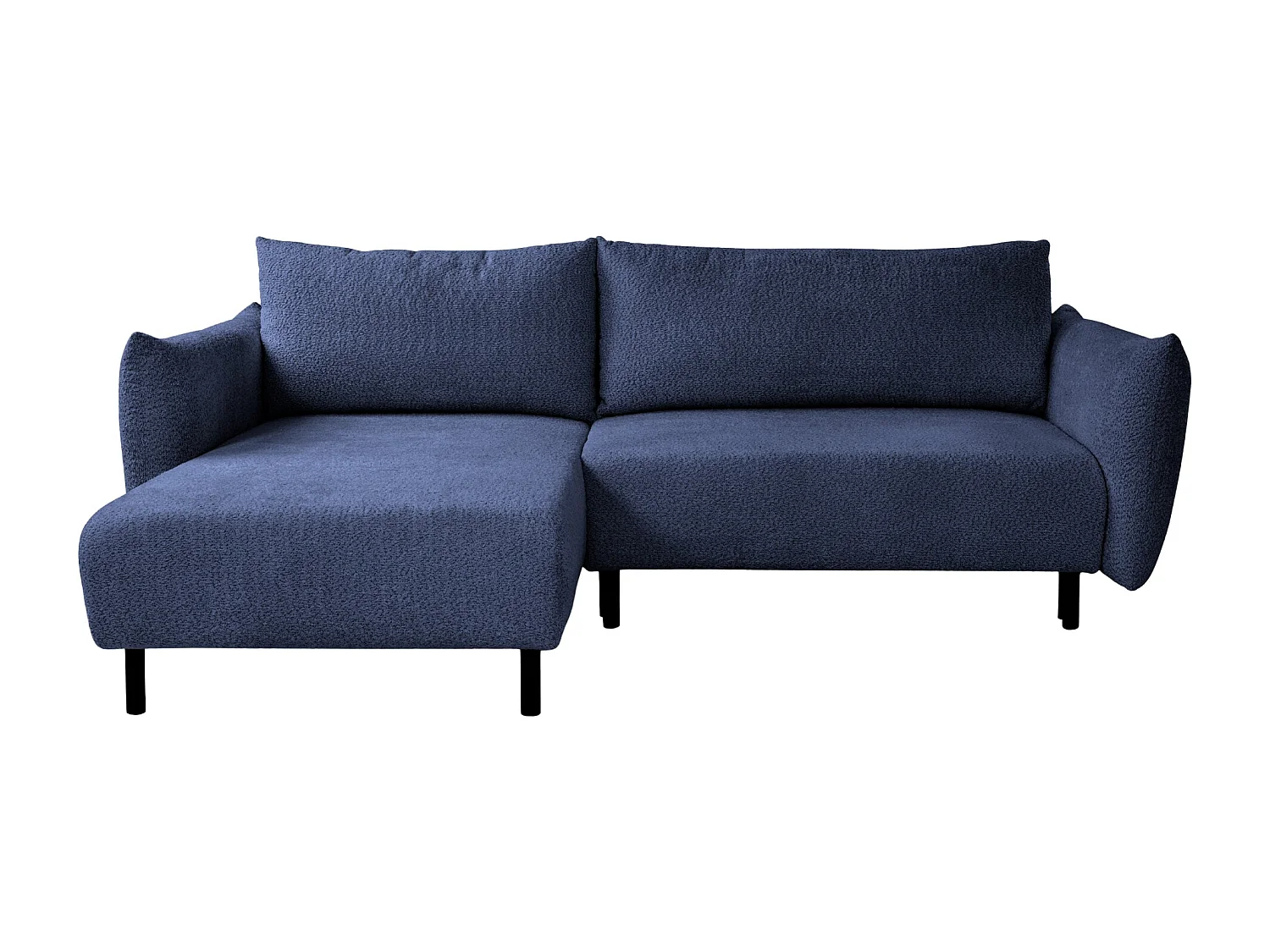 ALIX - Canapé d'angle convertible tissu bouclette 4 places - Bleu