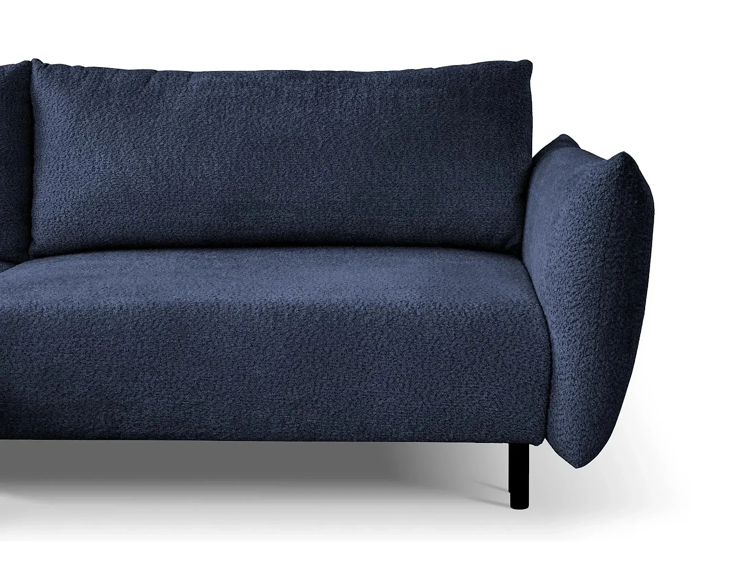 ALIX - Canapé d'angle convertible tissu bouclette 4 places - Bleu