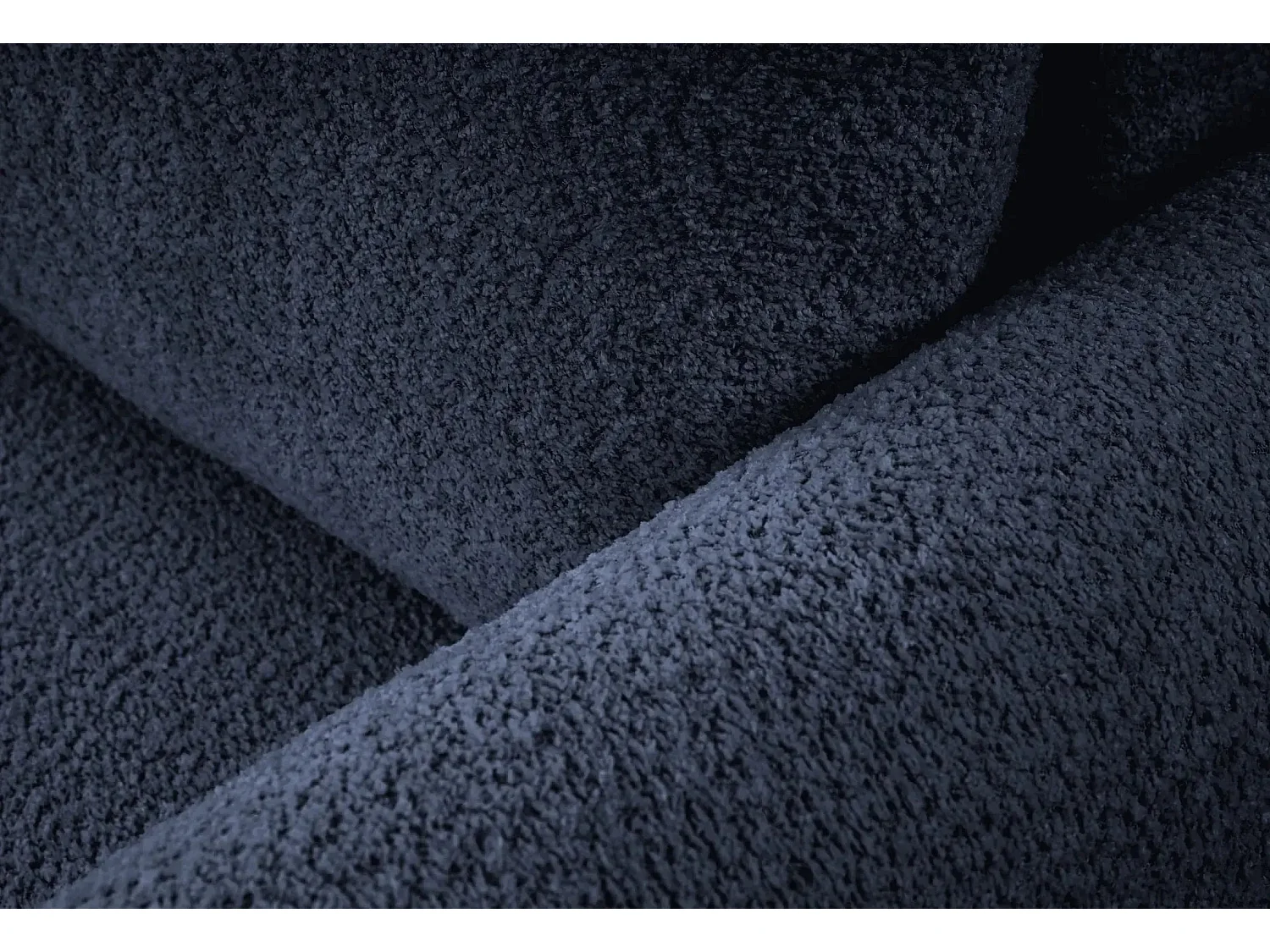 ALIX - Canapé d'angle convertible tissu bouclette 4 places - Bleu