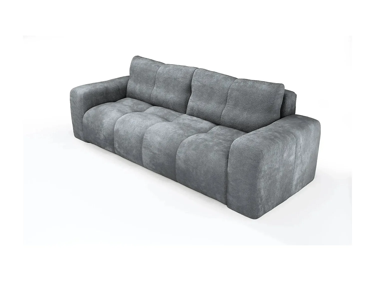 CONSTANCE - Canapé droit convertible tissu bouclette 3 places - Gris anthracite