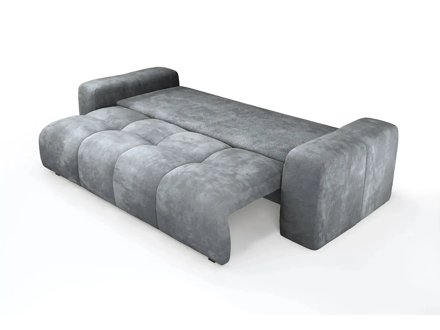 CONSTANCE - Canapé droit convertible tissu bouclette 3 places - Gris anthracite