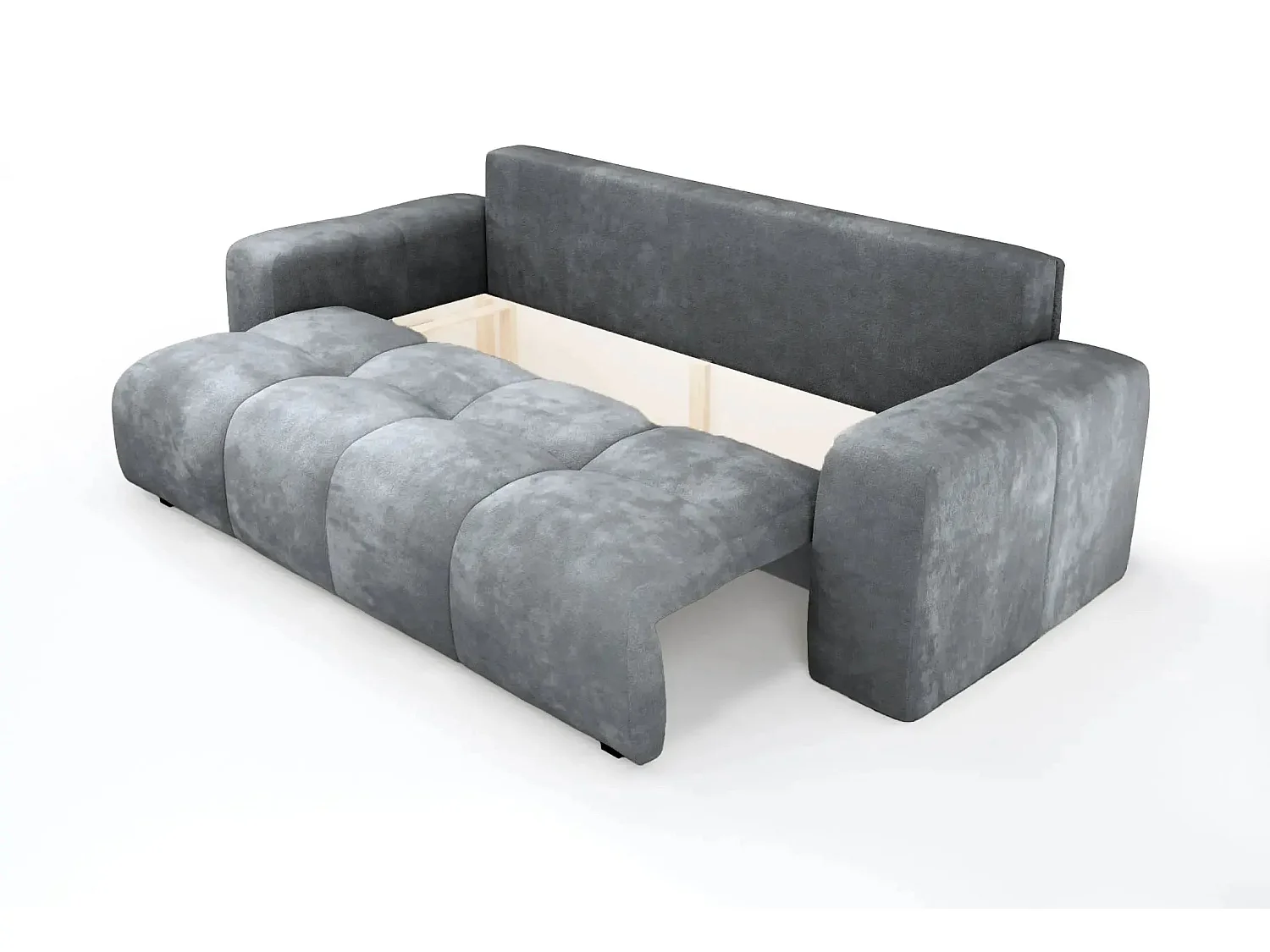 CONSTANCE - Canapé droit convertible tissu bouclette 3 places - Gris anthracite